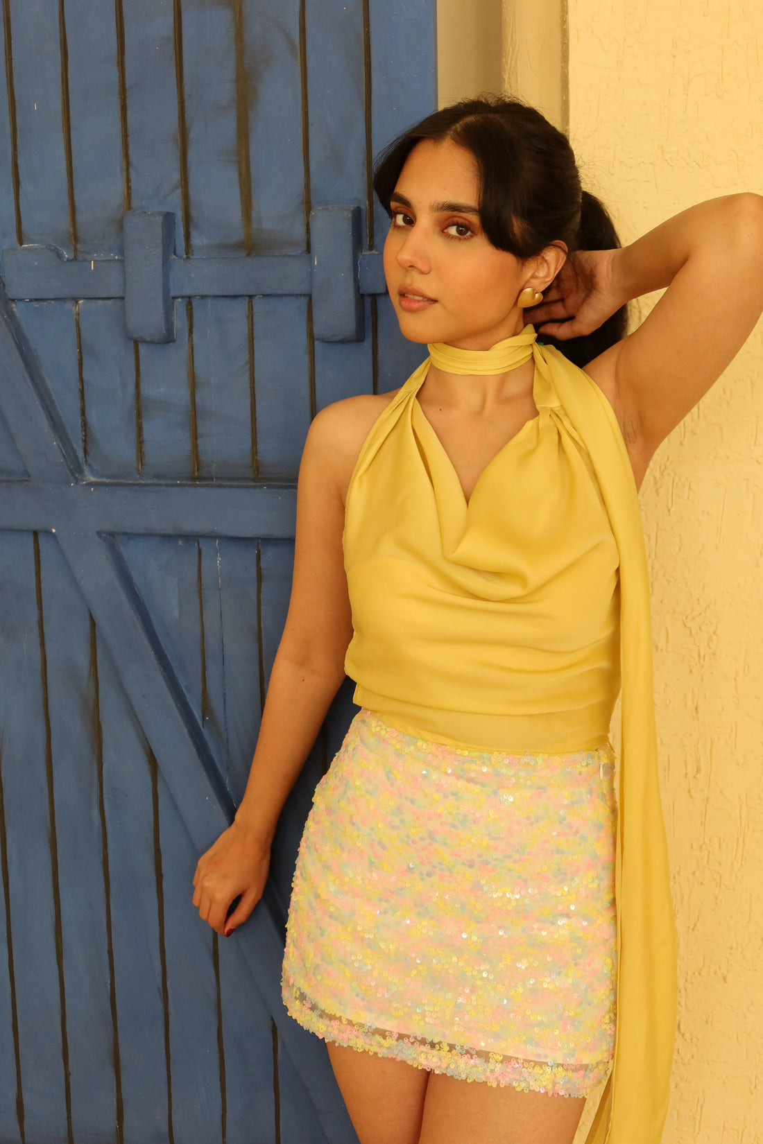 Dove yellow satin top