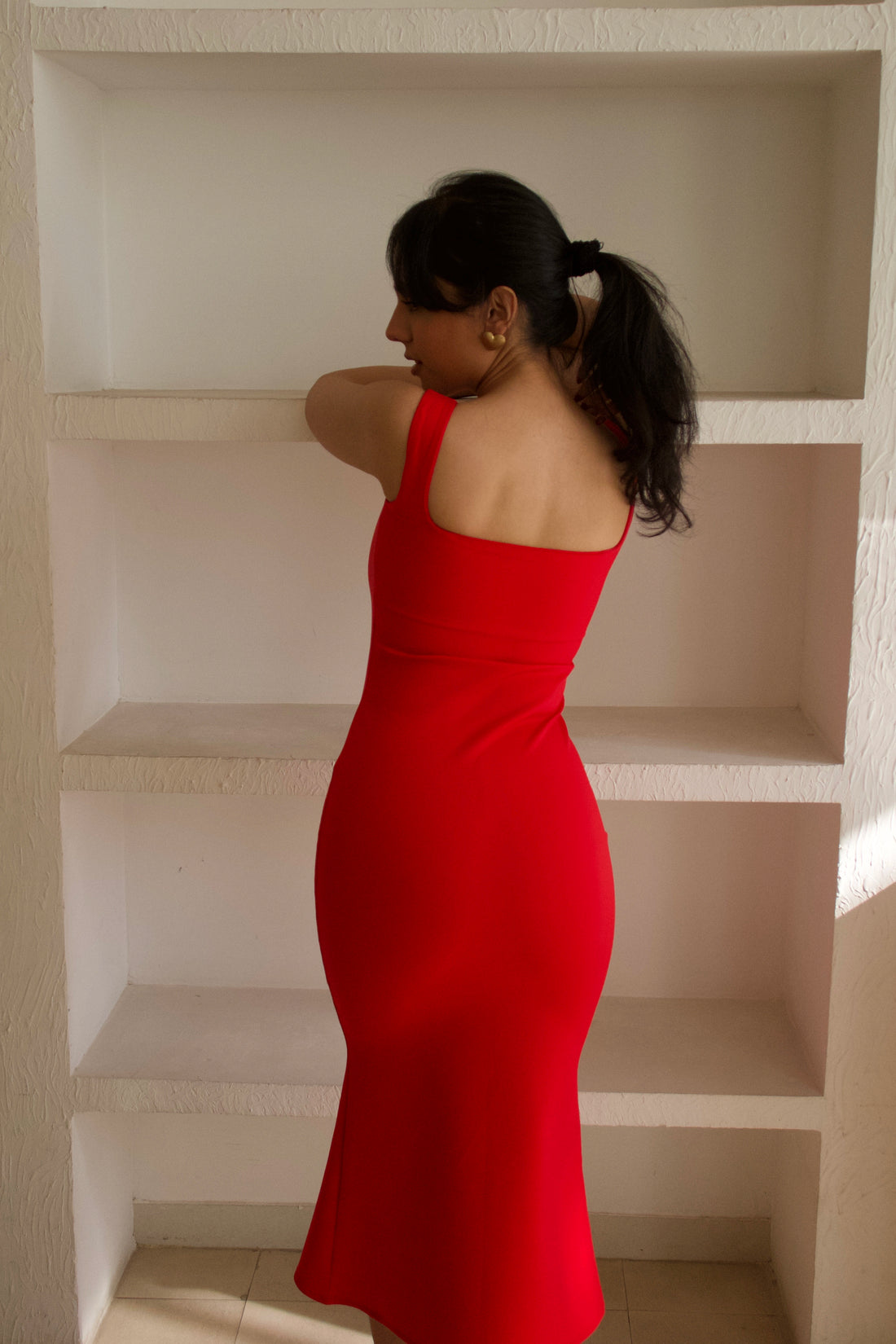 Shay red bodycon dress