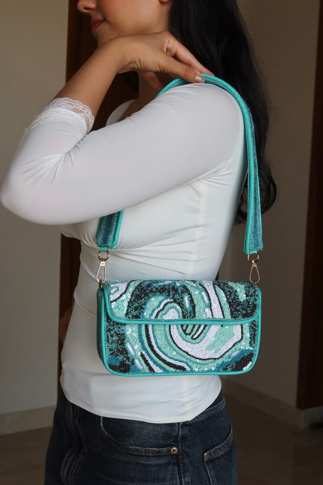 Moana Hand Embroidered Shoulder Bag