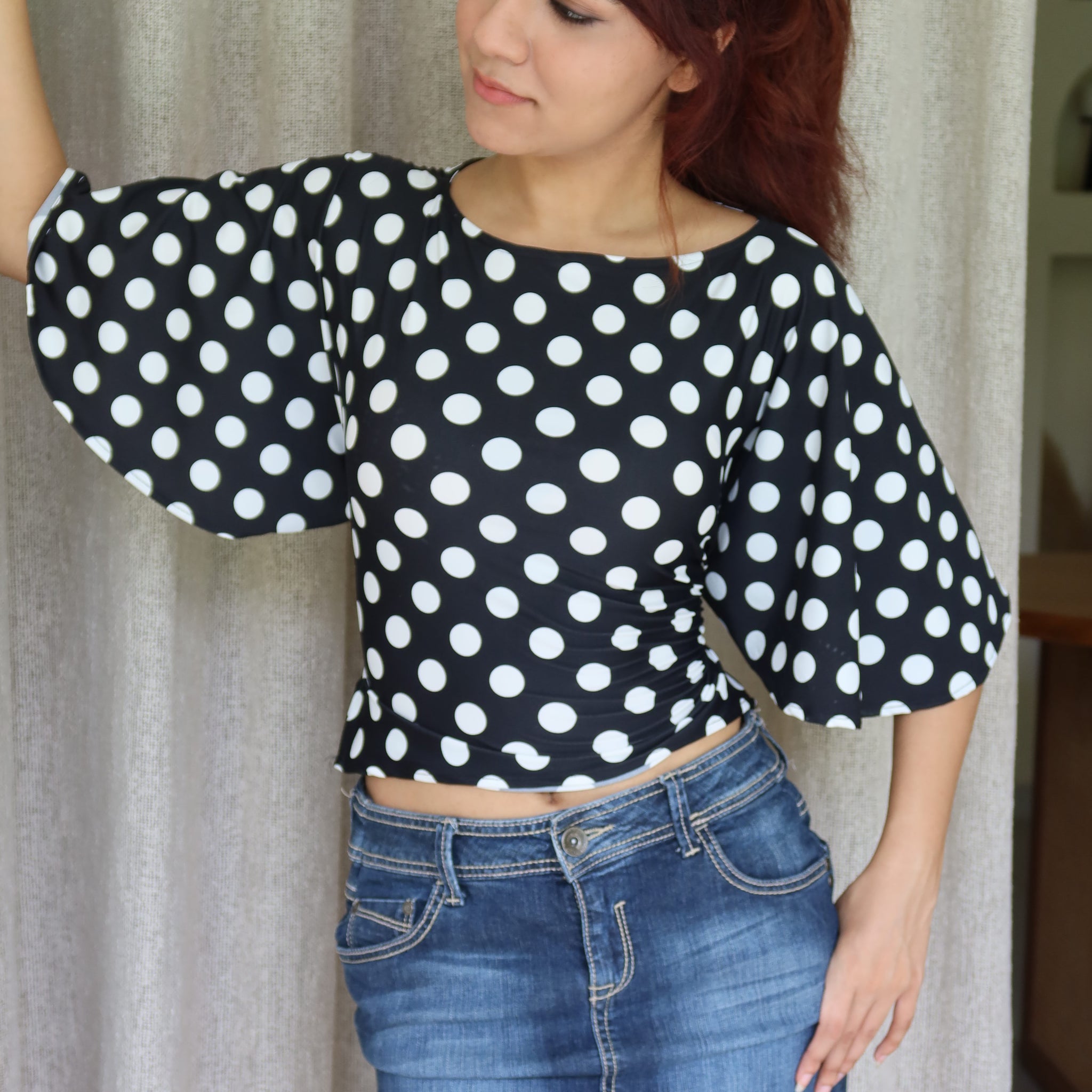 NINA BLACK POLKA TOP