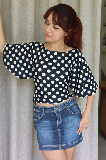 NINA BLACK POLKA TOP