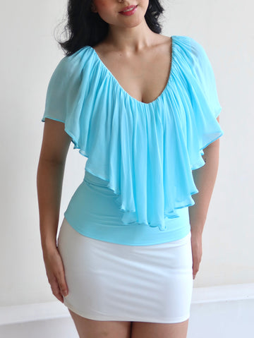 Tiffany aqua ruffle top