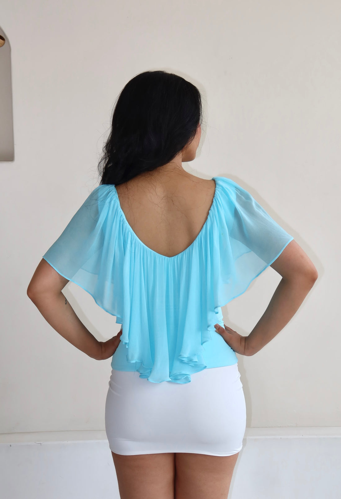 Tiffany aqua ruffle top
