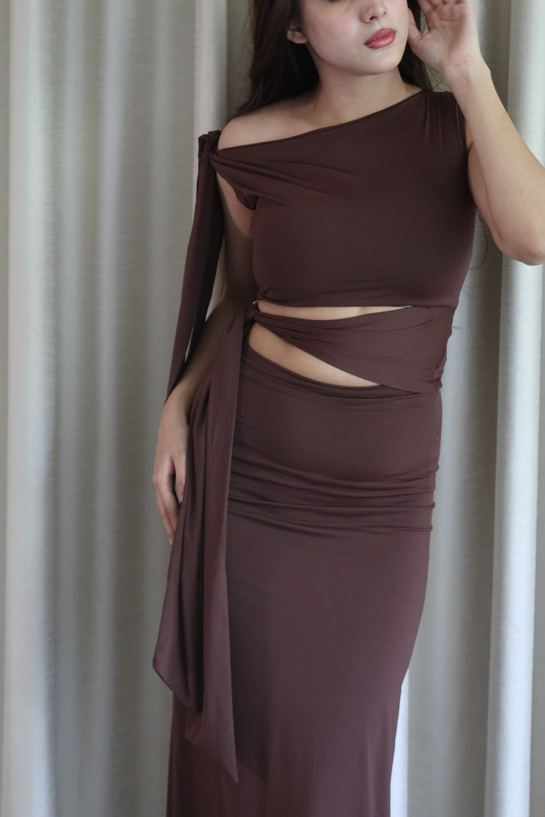 Lexi cutout dress BROWN